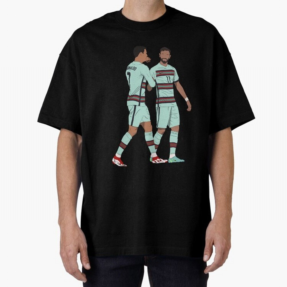 Cristiano Ronaldo & Bruno Fernandes Portugal Oversized T-Shirt Mark FIFA World Cup 2026 Group Stage Spirit, Connected to Argentina and Brazil, Haaland, Fan Favorite Moments, National Team Passion, Big Match Drama and Soccer History; Ideal for Fans