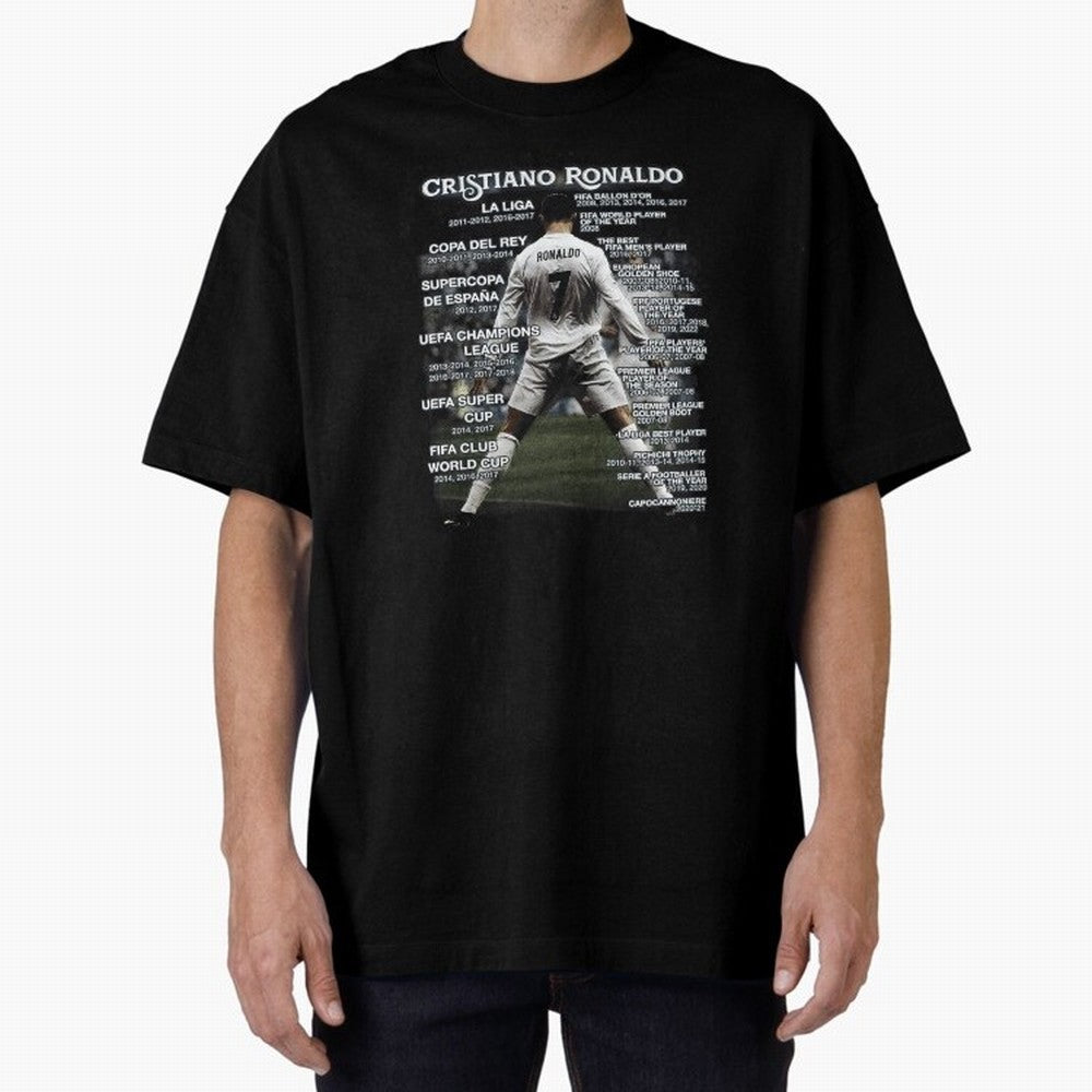 Cristiano Ronaldo Stats Oversized T-Shirt Wear the Spirit of Global Football Passion for FIFA World Cup 2026, Made for Neymar, Portugal, Worldwide Fan Energy, Dramatic Goals, Stadium Lights and Championship Celebrations; Built for Supporters