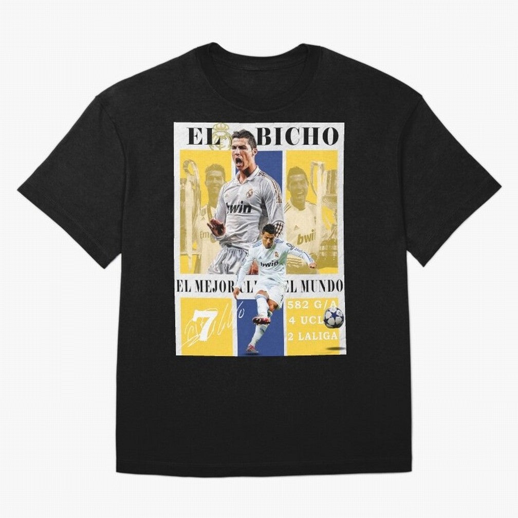 Cristiano Ronaldo Real Madrid Wall Art Oversized T-Shirt Feel the Roar of Match Day Hype around FIFA World Cup 2026, Messi, CR7 and Mbappe, Spain, Worldwide Fan Energy, Dramatic Goals, Stadium Lights and Championship Celebrations; Perfect for