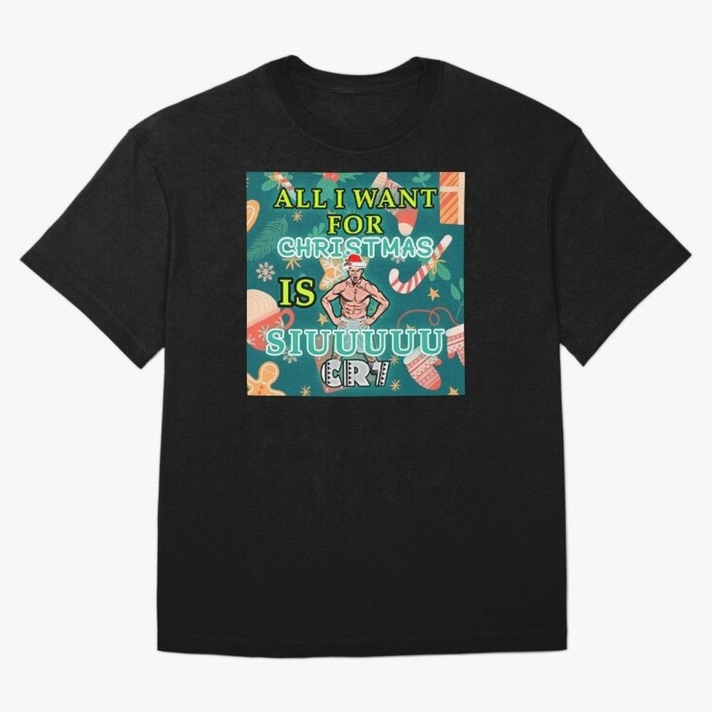 All i want for christmas is siuuu Oversized T-Shirt Bring Match Day Fire to FIFA World Cup 2026 Connected to Haaland, France and Portugal Energy, Fan Favorite Moments, National Team Passion, Big Match Drama and Soccer History; Made for Die Hard
