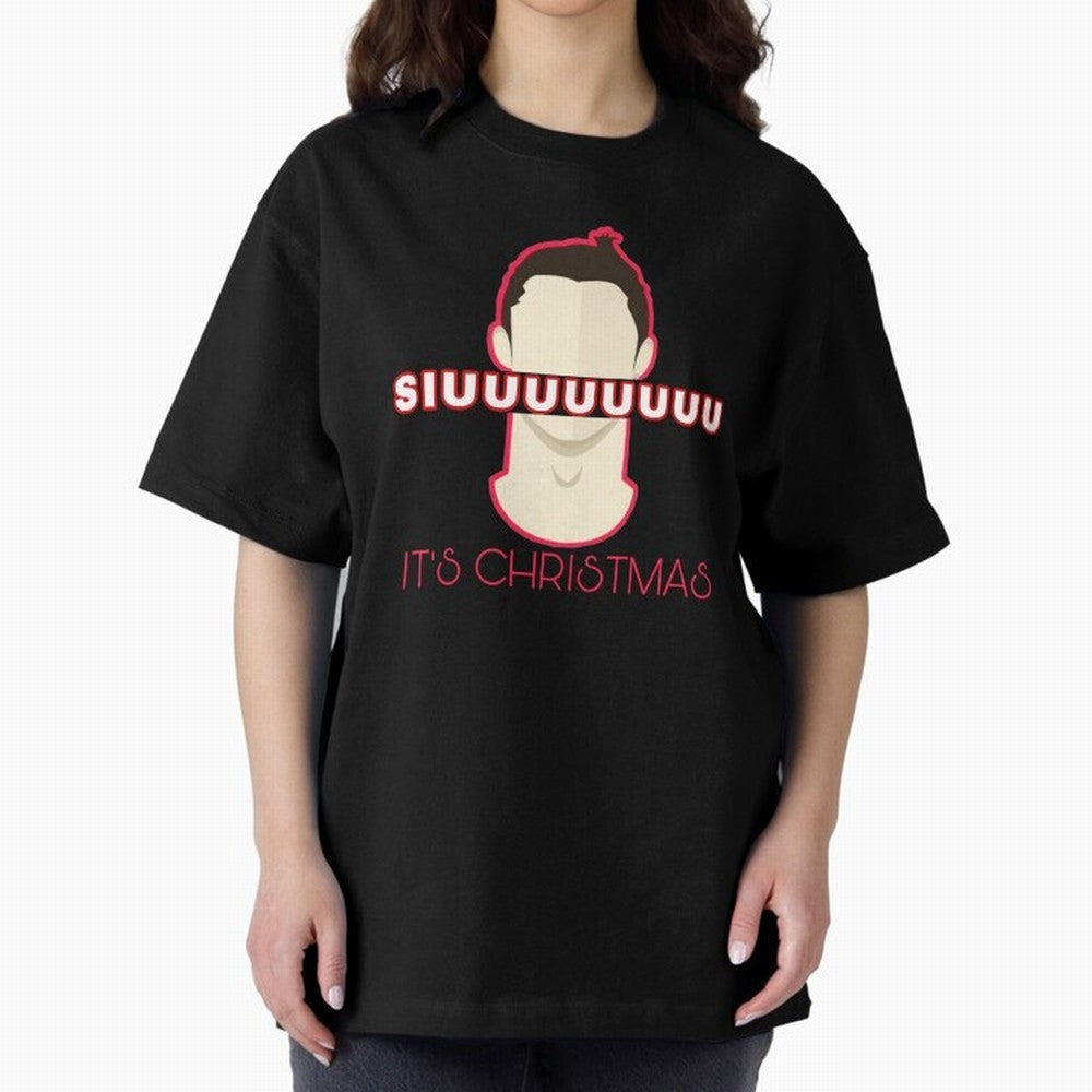 Siuuu it¡¯s Christmas CR7 funnu Oversized T-Shirt Bring Legendary Rivalry Energy to Match Day Hype around FIFA World Cup 2026 Group Stage, Messi and Cristiano Ronaldo, France and Portugal, Sports Nostalgia, International Competition, Famous Players