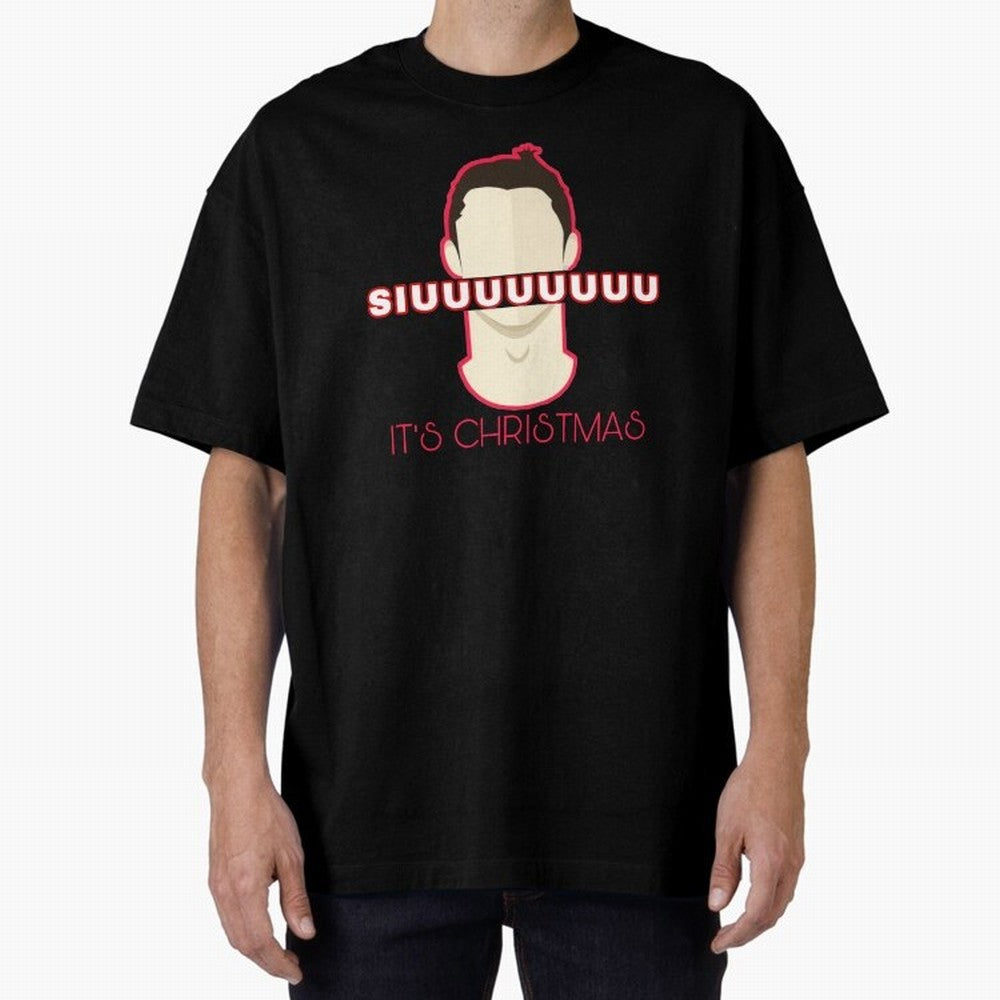 Siuuu it¡¯s Christmas CR7 funnu Oversized T-Shirt Bring Legendary Rivalry Energy to Match Day Hype around FIFA World Cup 2026 Group Stage, Messi and Cristiano Ronaldo, France and Portugal, Sports Nostalgia, International Competition, Famous Players