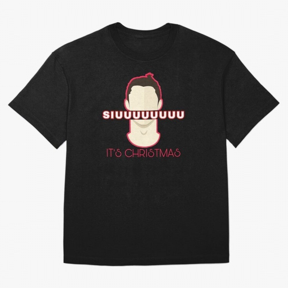 Siuuu it¡¯s Christmas CR7 funnu Oversized T-Shirt Bring Legendary Rivalry Energy to Match Day Hype around FIFA World Cup 2026 Group Stage, Messi and Cristiano Ronaldo, France and Portugal, Sports Nostalgia, International Competition, Famous Players