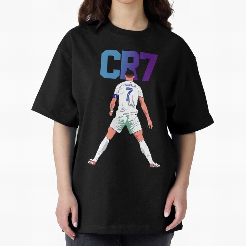 CR7 Oversized T-Shirt Spotlight Global Football Passion for FIFA World Cup 2026 USA Canada Mexico, Connected to Mbappe, England and Germany, Tournament Hype, Historic Matchups, Family Viewing Parties and Global Sports Pride; Ideal for Passionate