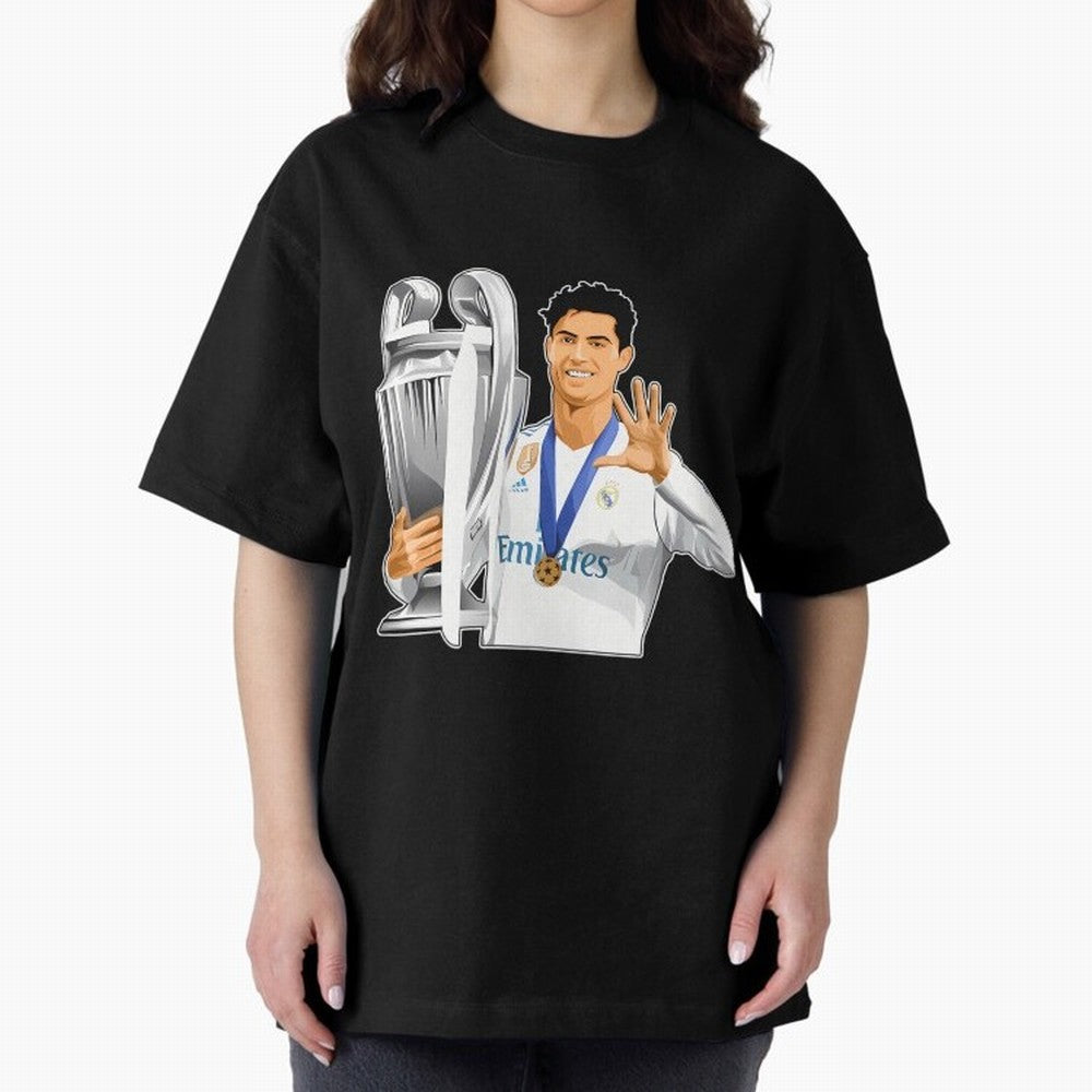 Ronaldo Throphy Oversized T-Shirt Make Every Match About Match Day Hype around FIFA World Cup 2026, Neymar, Haaland and Cristiano Ronaldo, Portugal, Spain and Germany, Championship Spirit, Famous Goals, Roaring Crowds and International Football