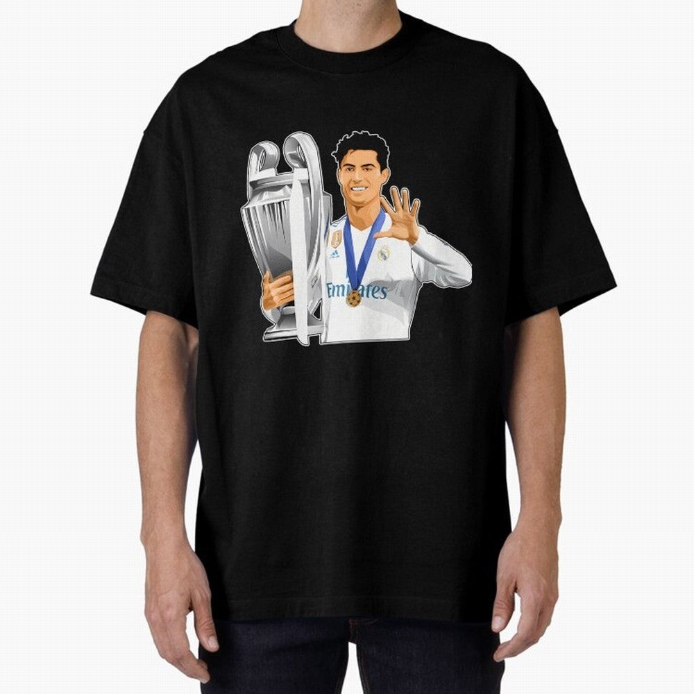 Ronaldo Throphy Oversized T-Shirt Make Every Match About Match Day Hype around FIFA World Cup 2026, Neymar, Haaland and Cristiano Ronaldo, Portugal, Spain and Germany, Championship Spirit, Famous Goals, Roaring Crowds and International Football