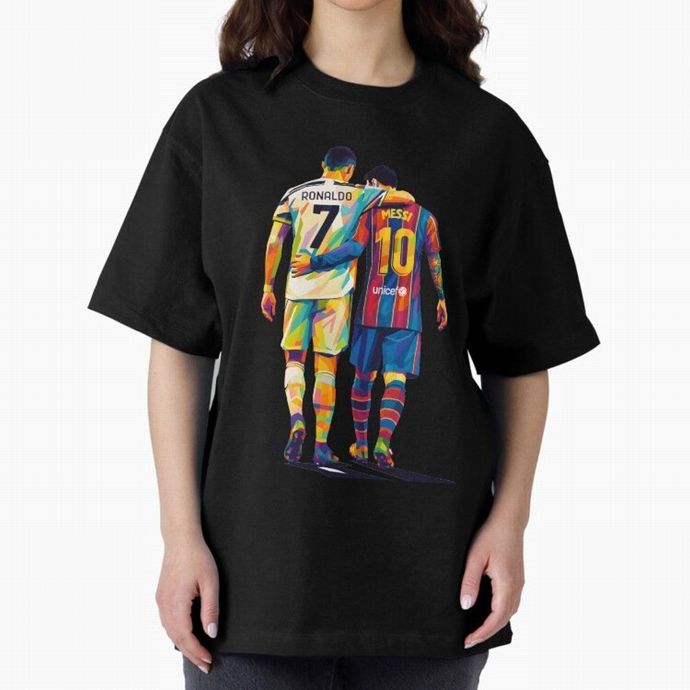 Cristiano Ronaldo & Messi Oversized T-Shirt Make Memories around Match Day Hype around FIFA World Cup 2026 Group Stage, Messi, France, Vintage Soccer Flavor, Modern Football Stars, National Flags and Final Night Emotion; Built for Supporters
