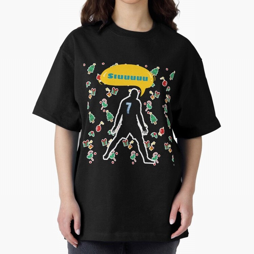 Siuuu christmas CR7 Oversized T-Shirt Show Love for Legendary Goals in FIFA World Cup 2026 for Fans of Mbappe and Portugal, Spain and Germany, Bringing Football History, Final Match Energy, Crowd Noise and Once in a Lifetime Moments; Created for