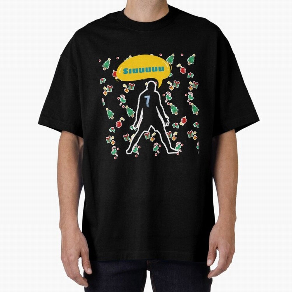 Siuuu christmas CR7 Oversized T-Shirt Show Love for Legendary Goals in FIFA World Cup 2026 for Fans of Mbappe and Portugal, Spain and Germany, Bringing Football History, Final Match Energy, Crowd Noise and Once in a Lifetime Moments; Created for