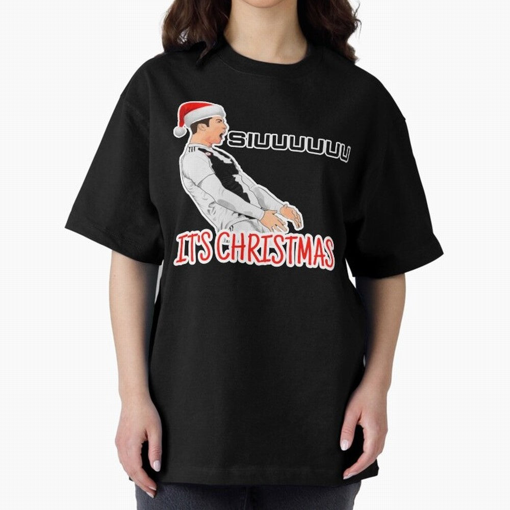 Siuuu it¡¯s Christmas CR7 funny Oversized T-Shirt Show Match Day Excitement for Global Football Passion for FIFA World Cup 2026, Connected to Messi and Cristiano Ronaldo, Spain and Netherlands, Worldwide Fan Energy, Dramatic Goals, Stadium Lights