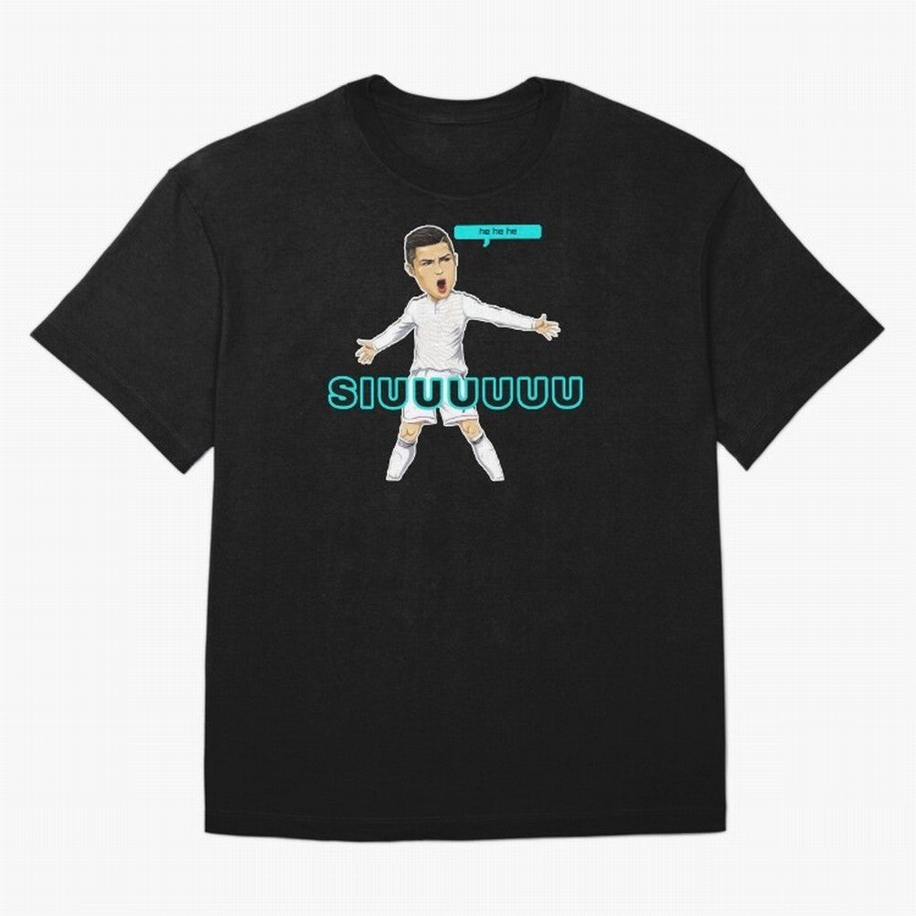 Hehehe siuuu Oversized T-Shirt Show Your Love for Global Football Passion for FIFA World Cup 2026, Built around CR7 and Messi, Portugal, Sports Nostalgia, International Competition, Famous Players and Unforgettable Victories; Ideal for Passionate