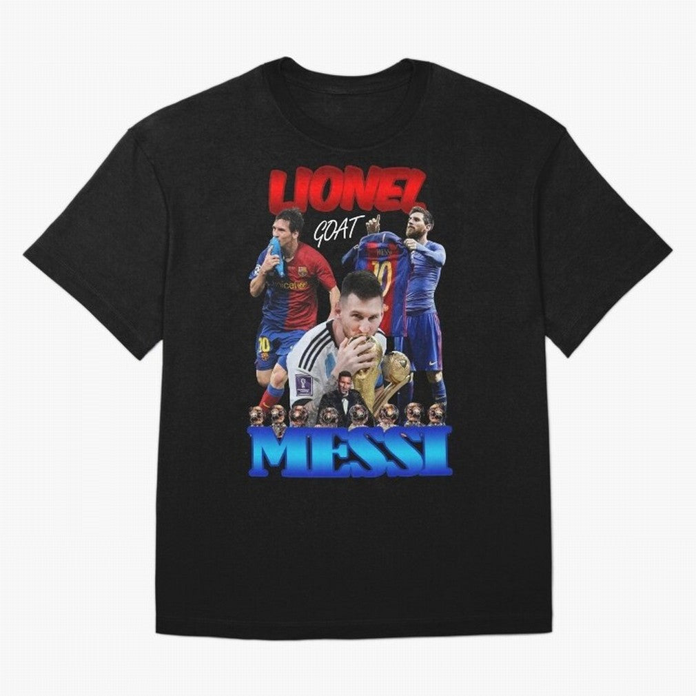 Lionel Messi GOAT: Barcelona & Argentina Oversized T-Shirt Celebrate Rivalries and Pride in FIFA World Cup 2026 Centered on Cristiano Ronaldo, Argentina Energy, Football Festival Excitement, Trophy Ambitions, Country Rivalries and Star Player Buzz;
