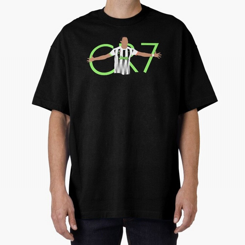 CR7 Oversized T-Shirt Support Global Football Passion for FIFA World Cup 2026, Highlighting CR7, Argentina, France and Brazil, Champion Mindset, Group Stage Buzz, Knockout Tension and Passionate Fan Culture; Ideal for Passionate Fans Who Love