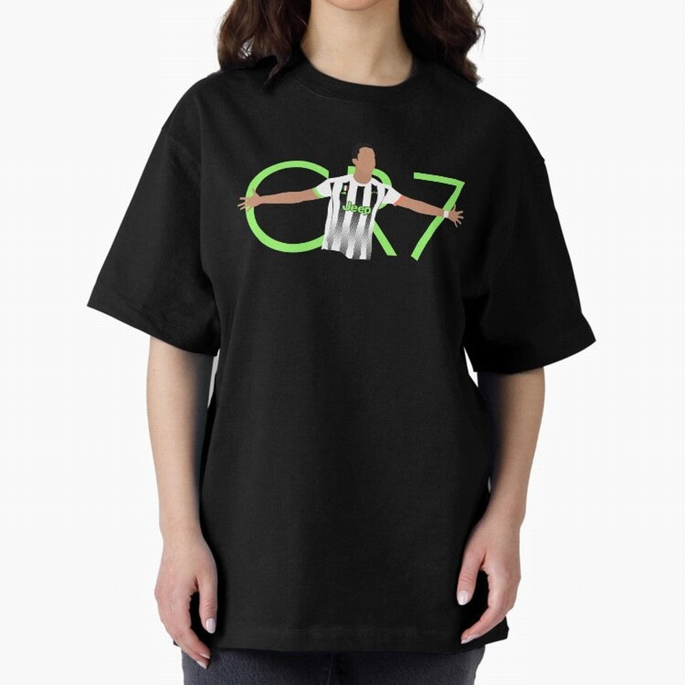 CR7 Oversized T-Shirt Support Global Football Passion for FIFA World Cup 2026, Highlighting CR7, Argentina, France and Brazil, Champion Mindset, Group Stage Buzz, Knockout Tension and Passionate Fan Culture; Ideal for Passionate Fans Who Love