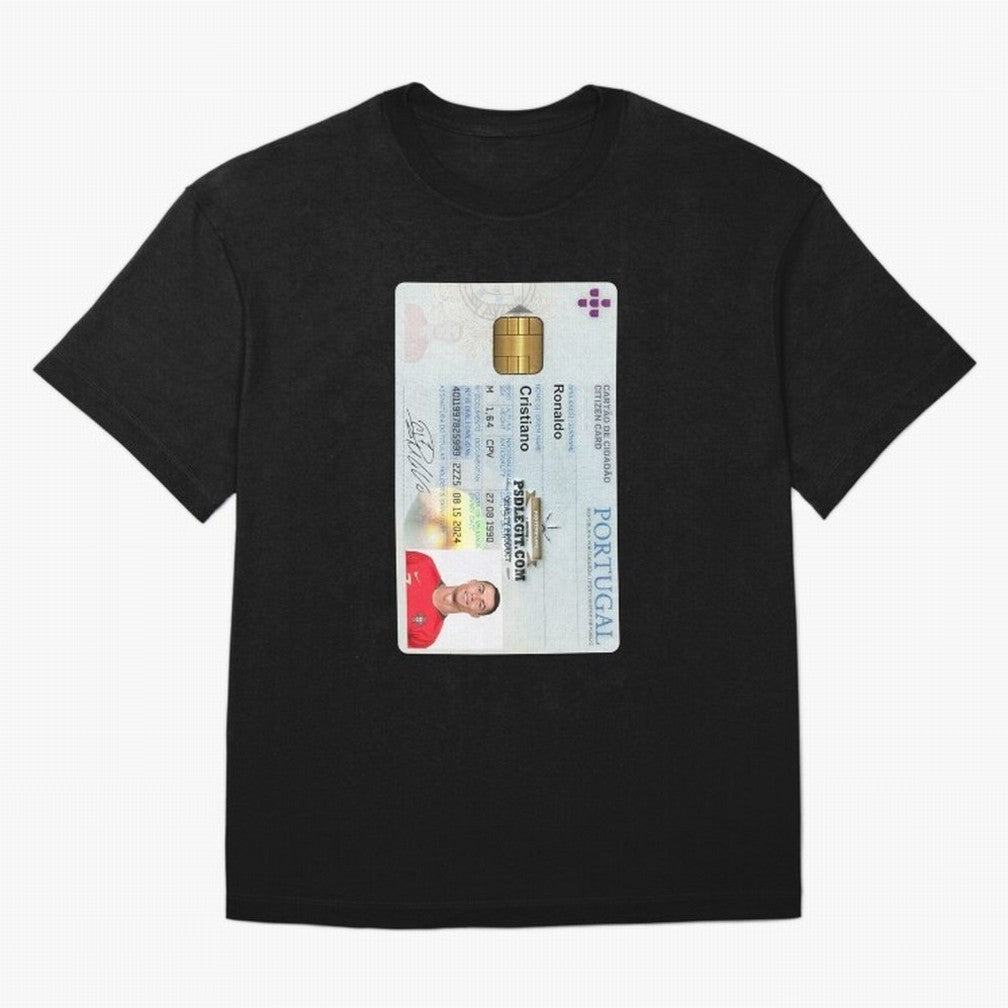 Cristiano Ronaldo CARD ID Oversized T-Shirt Back Your Heroes with FIFA World Cup 2026 Inspired by Messi, CR7 and Mbappe, Portugal, Spain and Germany Energy, Global Supporter Spirit, Legendary Goals, National Colors and Tournament Celebration; Great