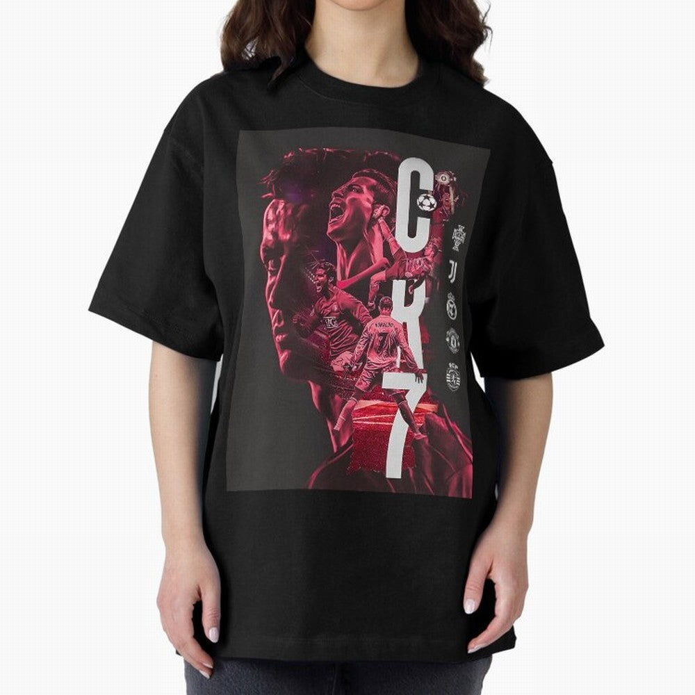CR7 Oversized T-Shirt Honor the Football Icons of Match Day Hype around FIFA World Cup 2026 Group Stage, Mbappe, France, Global Supporter Spirit, Legendary Goals, National Colors and Tournament Celebration; Great for Watch Parties, Sports Bars,
