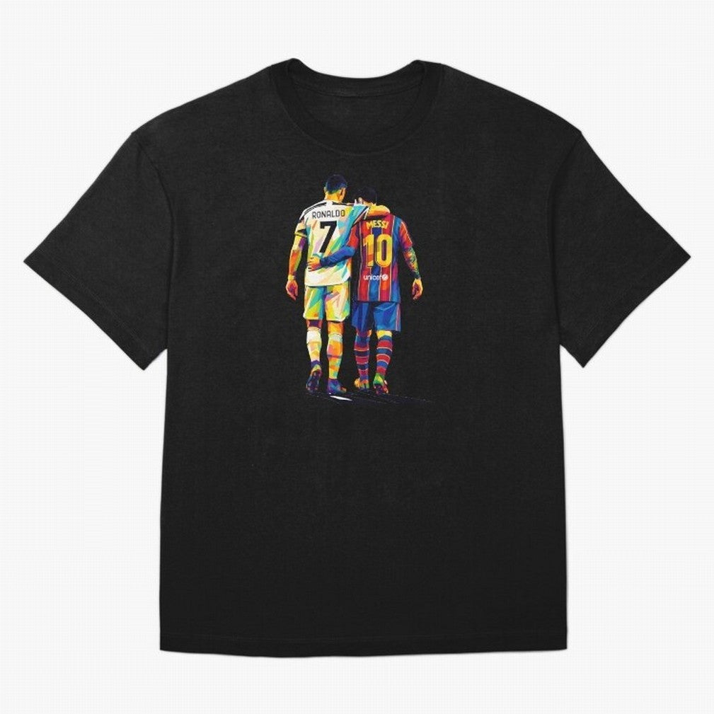 Cristiano Ronaldo And Messi Wpap Art Oversized T-Shirt Fuel Global Football Passion for FIFA World Cup 2026, Capturing CR7 and Messi, Spain, Football History, Final Match Energy, Crowd Noise and Once in a Lifetime Moments; Built for Supporters