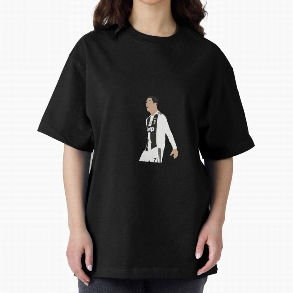 Juventus Cristiano Ronaldo Cartoon Oversized T-Shirt Embrace the FIFA World Cup 2026 Group Stage Journey through Haaland Highlights, France Pride, Retro Football Energy, Iconic Rivalries, Trophy Chase Drama and Stadium Atmosphere; Perfect for Fans,