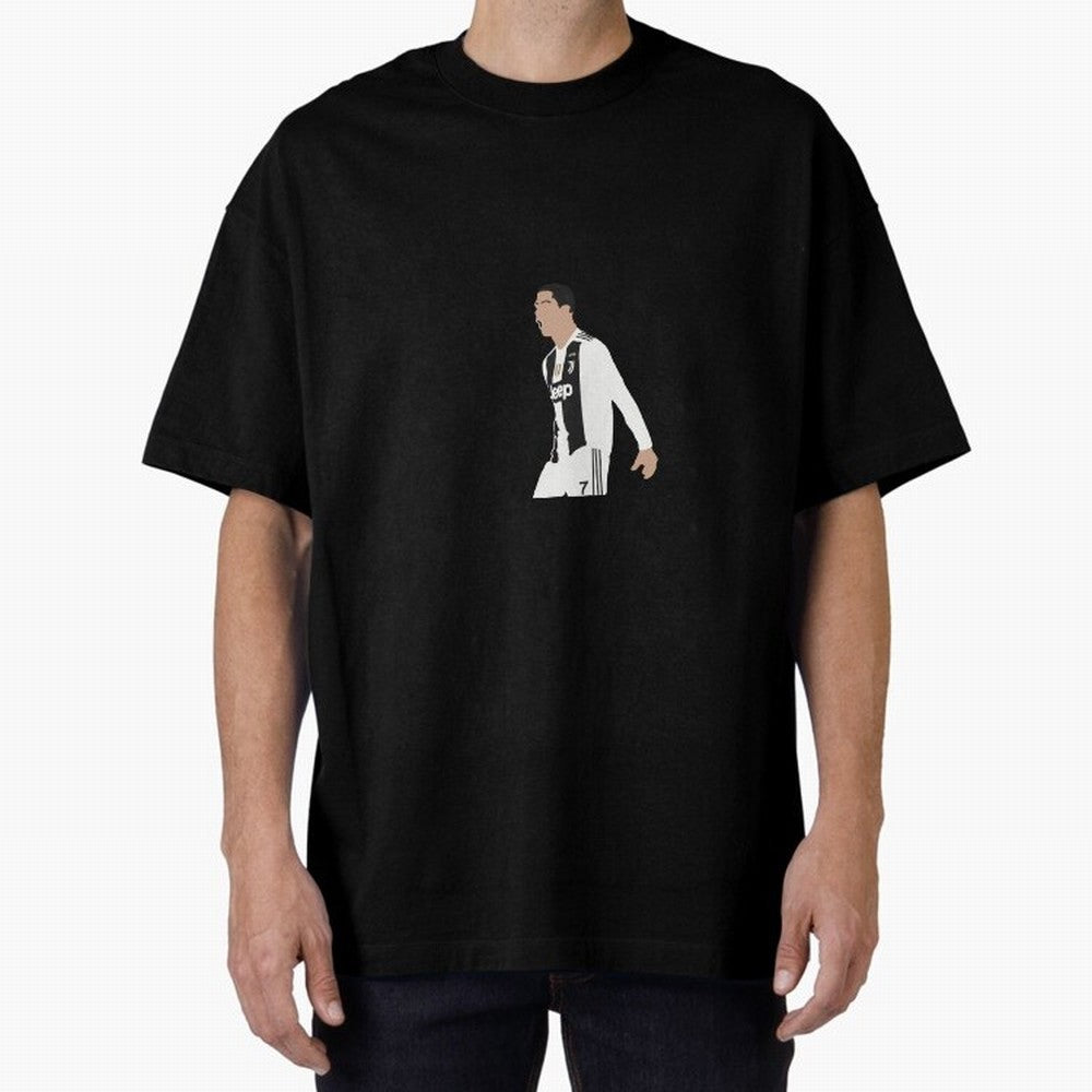 Juventus Cristiano Ronaldo Cartoon Oversized T-Shirt Embrace the FIFA World Cup 2026 Group Stage Journey through Haaland Highlights, France Pride, Retro Football Energy, Iconic Rivalries, Trophy Chase Drama and Stadium Atmosphere; Perfect for Fans,