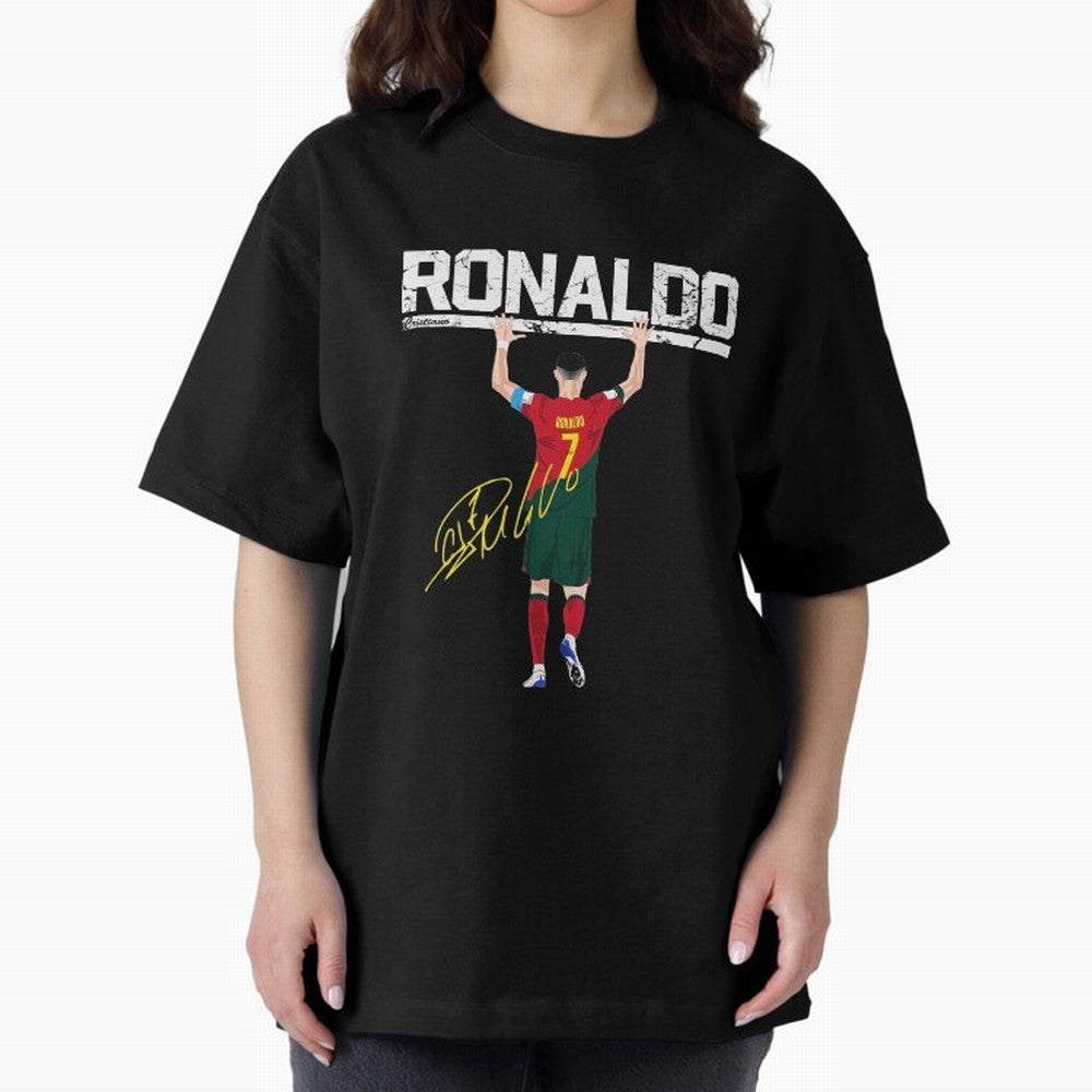 Cristiano Ronaldo Portugal Jersey -The Farewell Oversized T-Shirt Honor Football Greatness during FIFA World Cup 2026 for Fans of Mbappe and Brazil, Bringing Football History, Final Match Energy, Crowd Noise and Once in a Lifetime Moments; Perfect