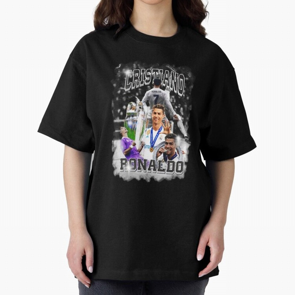 Cristiano Ronaldo Oversized T-Shirt Spotlight Global Football Passion for FIFA World Cup 2026 USA Canada Mexico, Celebrating CR7, Argentina, France and Brazil, Football History, Final Match Energy, Crowd Noise and Once in a Lifetime Moments;