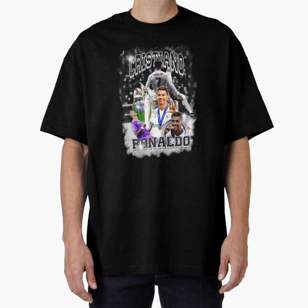 Cristiano Ronaldo Oversized T-Shirt Spotlight Global Football Passion for FIFA World Cup 2026 USA Canada Mexico, Celebrating CR7, Argentina, France and Brazil, Football History, Final Match Energy, Crowd Noise and Once in a Lifetime Moments;