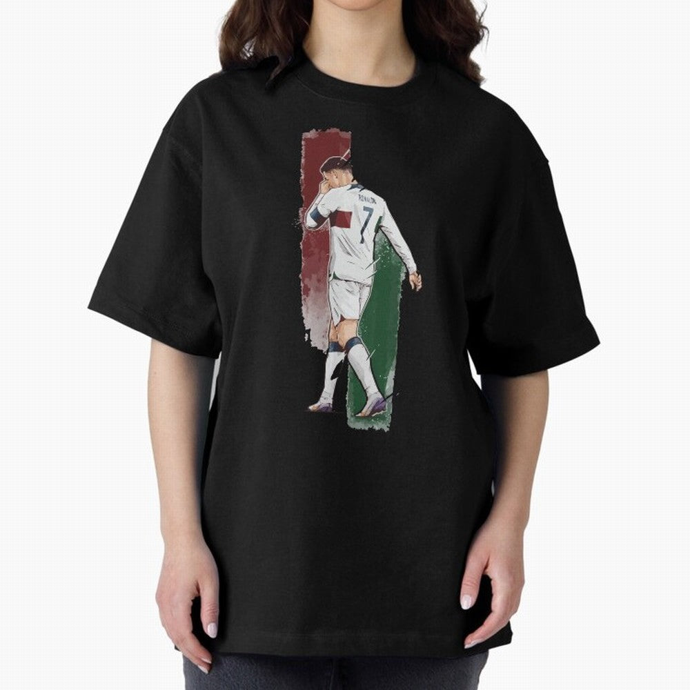 Ronaldo Crying World Cup 2022 Oversized T-Shirt Show Passion for the Stars of FIFA World Cup 2026 Featuring Cristiano Ronaldo, Netherlands Energy, Game Day Rituals, Football Legends, Country Pride and the Road to the Final; Ideal for Football Dads,