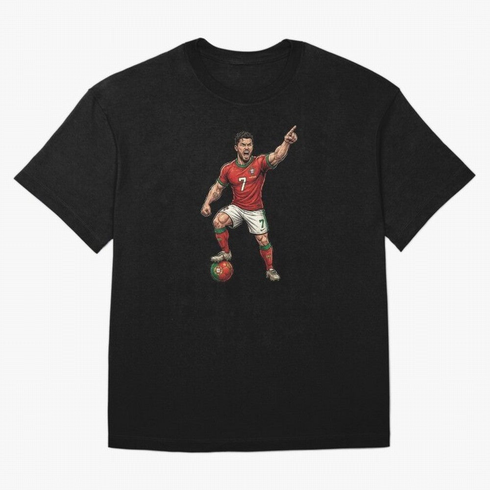 The ultimate soccer player | anime style Oversized T-Shirt Celebrate the FIFA World Cup 2026 Group Stage Journey through CR7 Highlights, Portugal, Spain and Germany Pride, Match Day Excitement, Supporter Culture, Golden Goals and Global Football