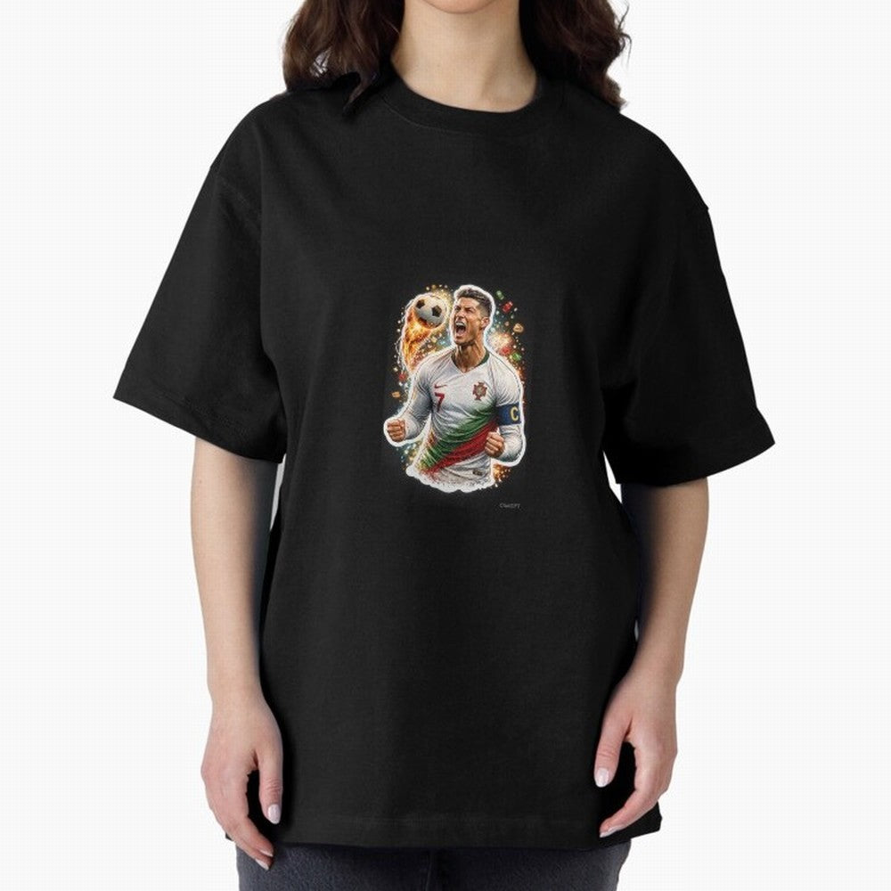 Ronaldo Winning Moment Oversized T-Shirt Spotlight FIFA World Cup 2026 Group Stage Connected to Neymar, England and Germany Energy, Goal Celebration Energy, Supporter Heritage, Football Icons and Worldwide Tournament Joy; Great for Supporters Who