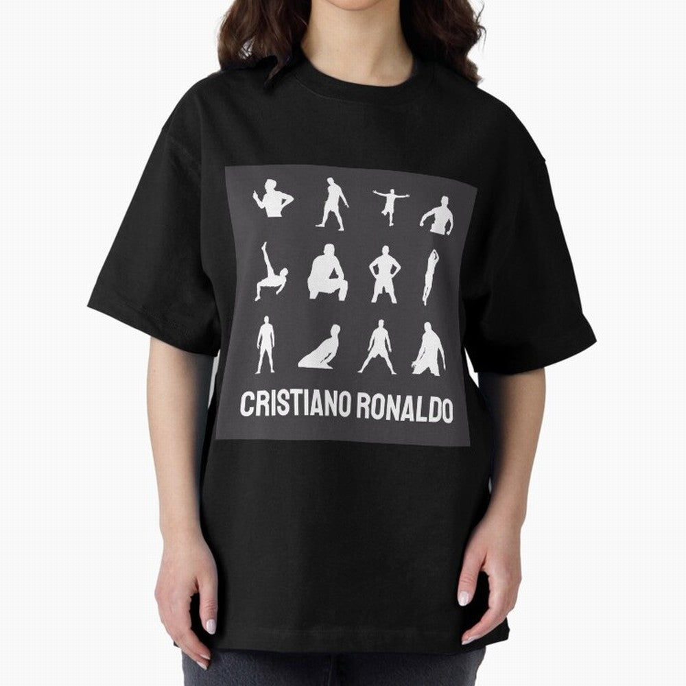 Cristiano Ronaldo Minimalism Silhouette Oversized T-Shirt Celebrate National Team Dreams in the FIFA World Cup 2026 Group Stage Journey through Messi, CR7 and Mbappe Highlights, Portugal, Spain and Germany Pride, Football History, Final Match