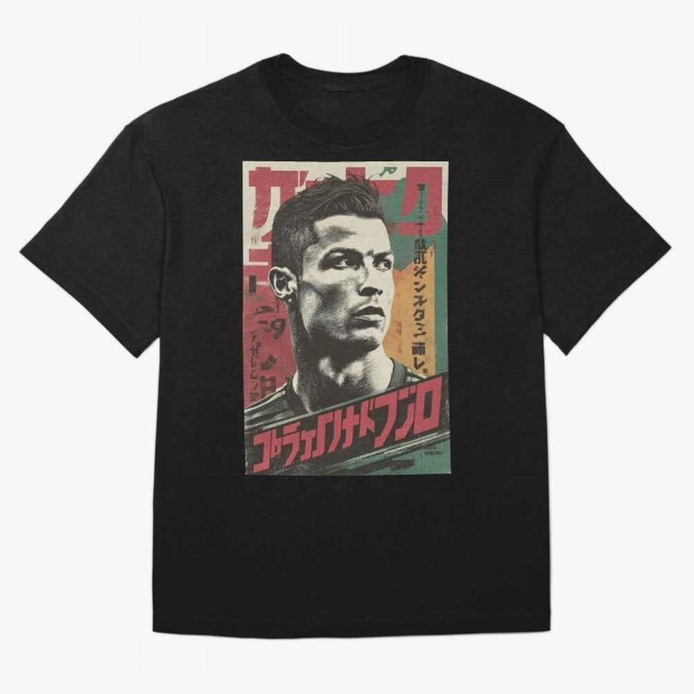 Cristiano Vintage Warned Japanese Poster Oversized T-Shirt Get Ready for the FIFA World Cup 2026 USA Canada Mexico Journey through Cristiano Ronaldo, Haaland and CR7 Highlights, Spain Pride, Classic Soccer Heritage, Championship Pressure, Fan