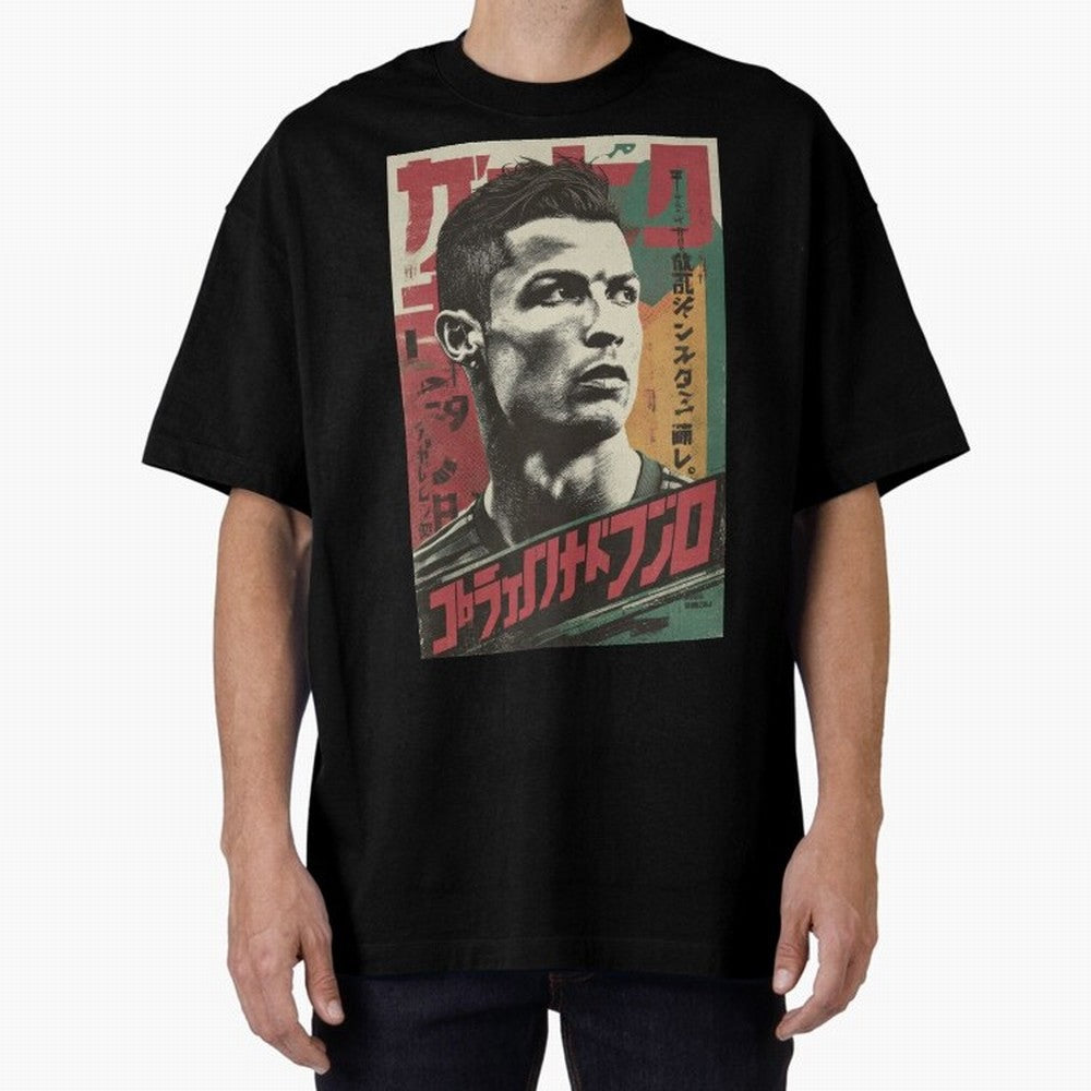 Cristiano Vintage Warned Japanese Poster Oversized T-Shirt Get Ready for the FIFA World Cup 2026 USA Canada Mexico Journey through Cristiano Ronaldo, Haaland and CR7 Highlights, Spain Pride, Classic Soccer Heritage, Championship Pressure, Fan