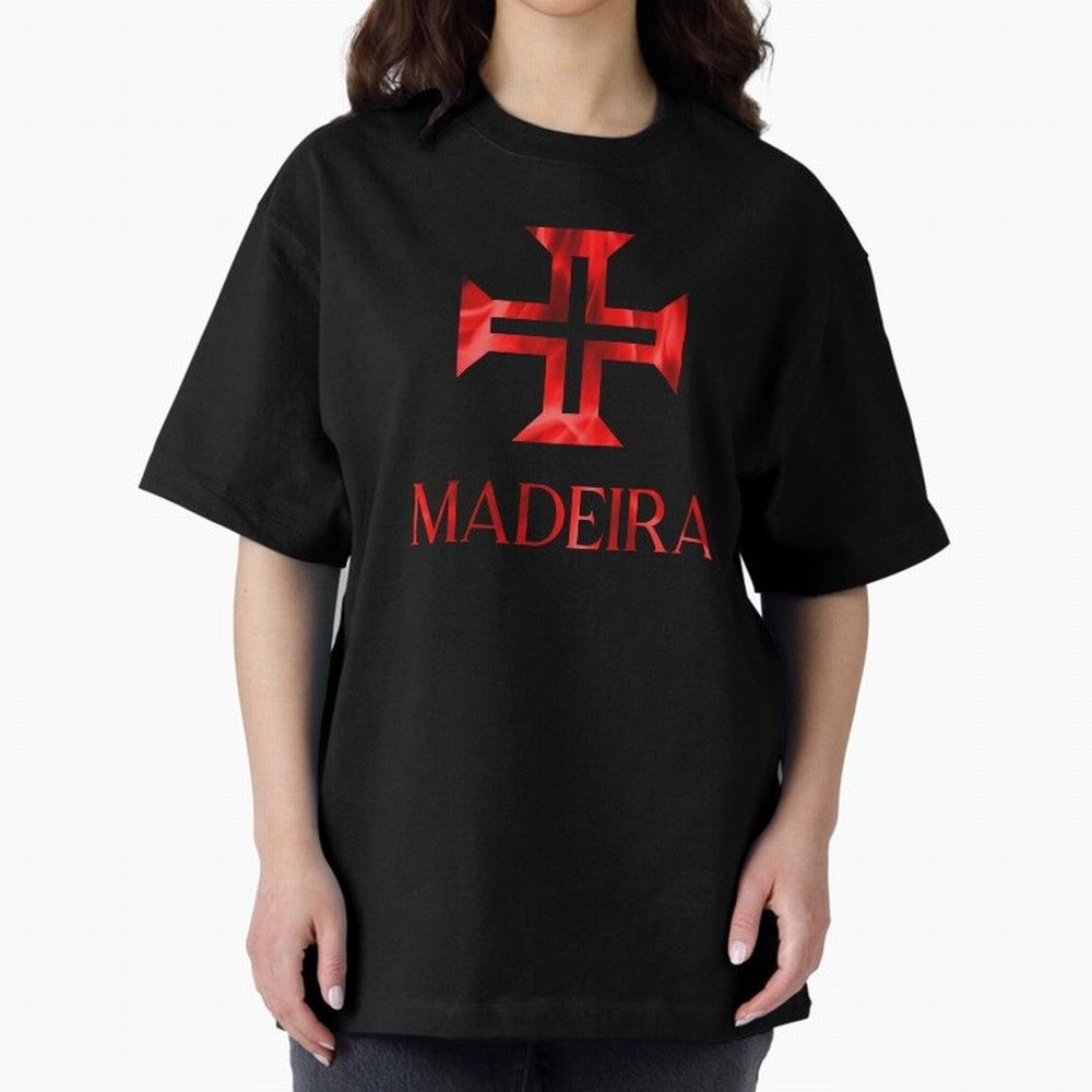 Madeira flames Oversized T-Shirt Keep the Match Day Mood of Global Football Passion for FIFA World Cup 2026 USA Canada Mexico, with Mbappe, France, Football Festival Excitement, Trophy Ambitions, Country Rivalries and Star Player Buzz; Great for