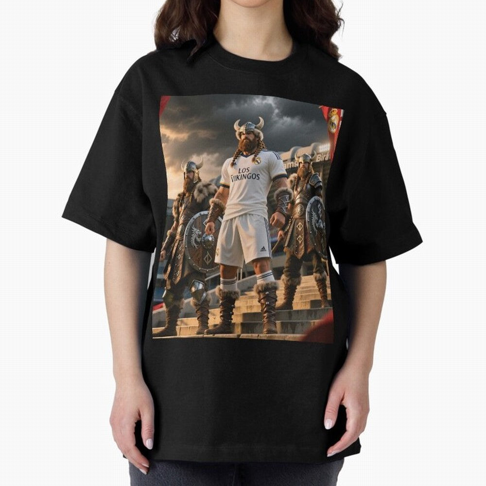Los Vikingos del Bernab¨¦u Oversized T-Shirt Carry the Colors and Pride of Global Football Passion for FIFA World Cup 2026, Celebrating Messi, Brazil, Portugal and Argentina, Vintage Soccer Flavor, Modern Football Stars, National Flags and Final