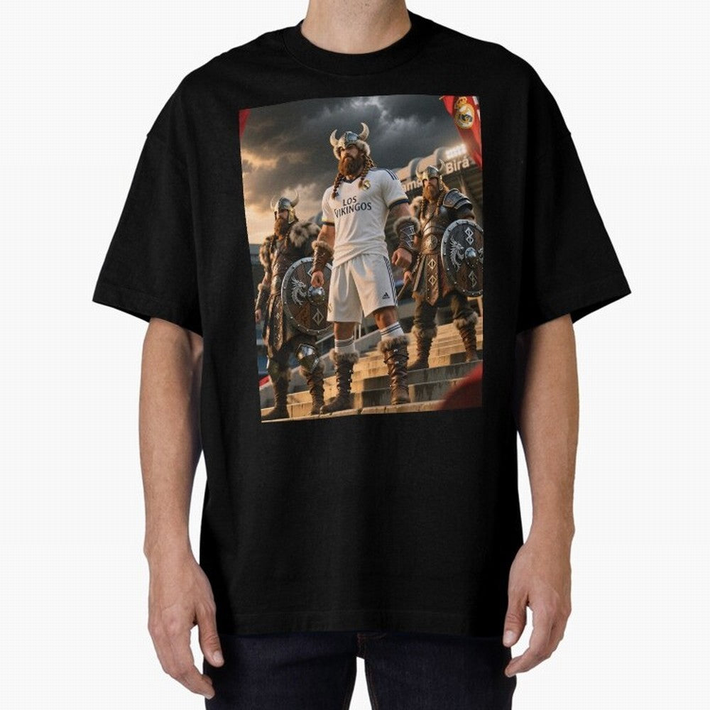 Los Vikingos del Bernab¨¦u Oversized T-Shirt Carry the Colors and Pride of Global Football Passion for FIFA World Cup 2026, Celebrating Messi, Brazil, Portugal and Argentina, Vintage Soccer Flavor, Modern Football Stars, National Flags and Final