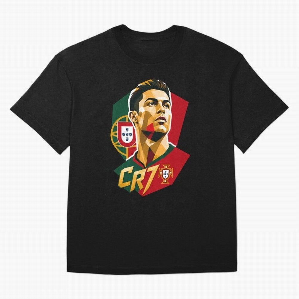 CR7 Art Print Oversized T-Shirt Celebrate Soccer Greatness during Global Football Passion for FIFA World Cup 2026 USA Canada Mexico, Inspired by Cristiano Ronaldo, Haaland and CR7, England and Germany, Worldwide Fan Energy, Dramatic Goals, Stadium