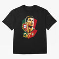 CR7 Art Print Oversized T-Shirt Celebrate Soccer Greatness during Global Football Passion for FIFA World Cup 2026 USA Canada Mexico, Inspired by Cristiano Ronaldo, Haaland and CR7, England and Germany, Worldwide Fan Energy, Dramatic Goals, Stadium