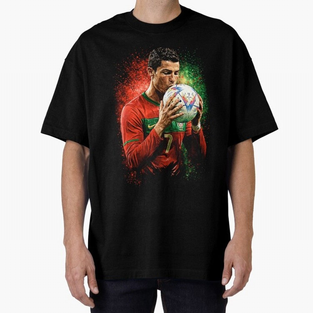Cristiano Ronaldo Football Legend Oversized T-Shirt Bring Trophy Dreams to FIFA World Cup 2026 Spirit, Filled with Spain and Netherlands, Cristiano Ronaldo, Classic Soccer Heritage, Championship Pressure, Fan Loyalty and International Pride; Made