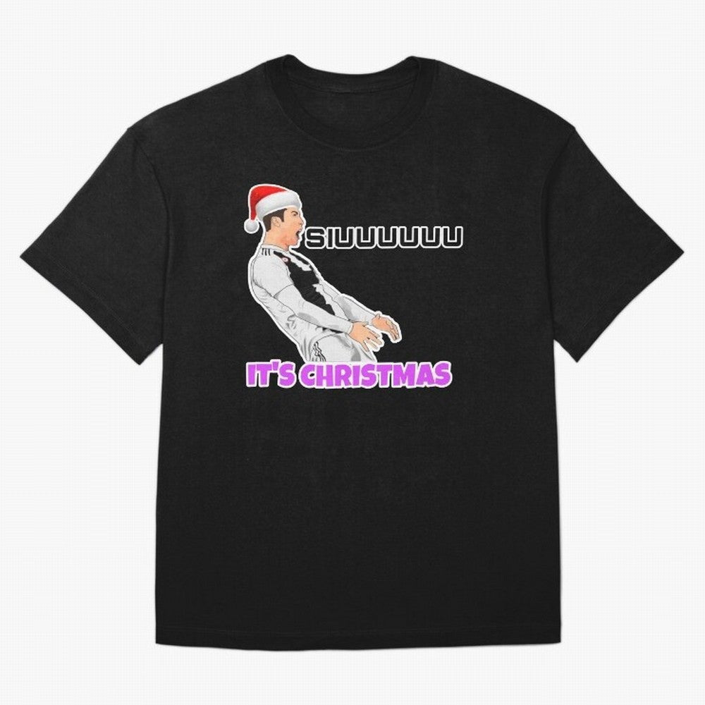 It¡¯s Christmas siuuu CR7 funny Oversized T-Shirt Treasure Match Day Hype around FIFA World Cup 2026, Mbappe and Neymar, Spain and Netherlands, Retro Football Energy, Iconic Rivalries, Trophy Chase Drama and Stadium Atmosphere; Ideal for Fans Who