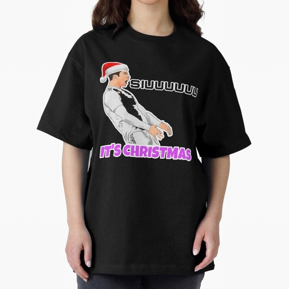 It¡¯s Christmas siuuu CR7 funny Oversized T-Shirt Treasure Match Day Hype around FIFA World Cup 2026, Mbappe and Neymar, Spain and Netherlands, Retro Football Energy, Iconic Rivalries, Trophy Chase Drama and Stadium Atmosphere; Ideal for Fans Who