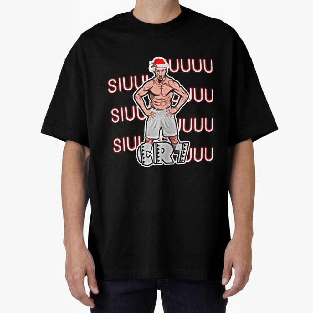 Siuuu cr7 christmas Oversized T-Shirt Celebrate Soccer Greatness during Global Football Passion for FIFA World Cup 2026 USA Canada Mexico, Inspired by Cristiano Ronaldo, Spain and Netherlands, Sports Nostalgia, International Competition, Famous