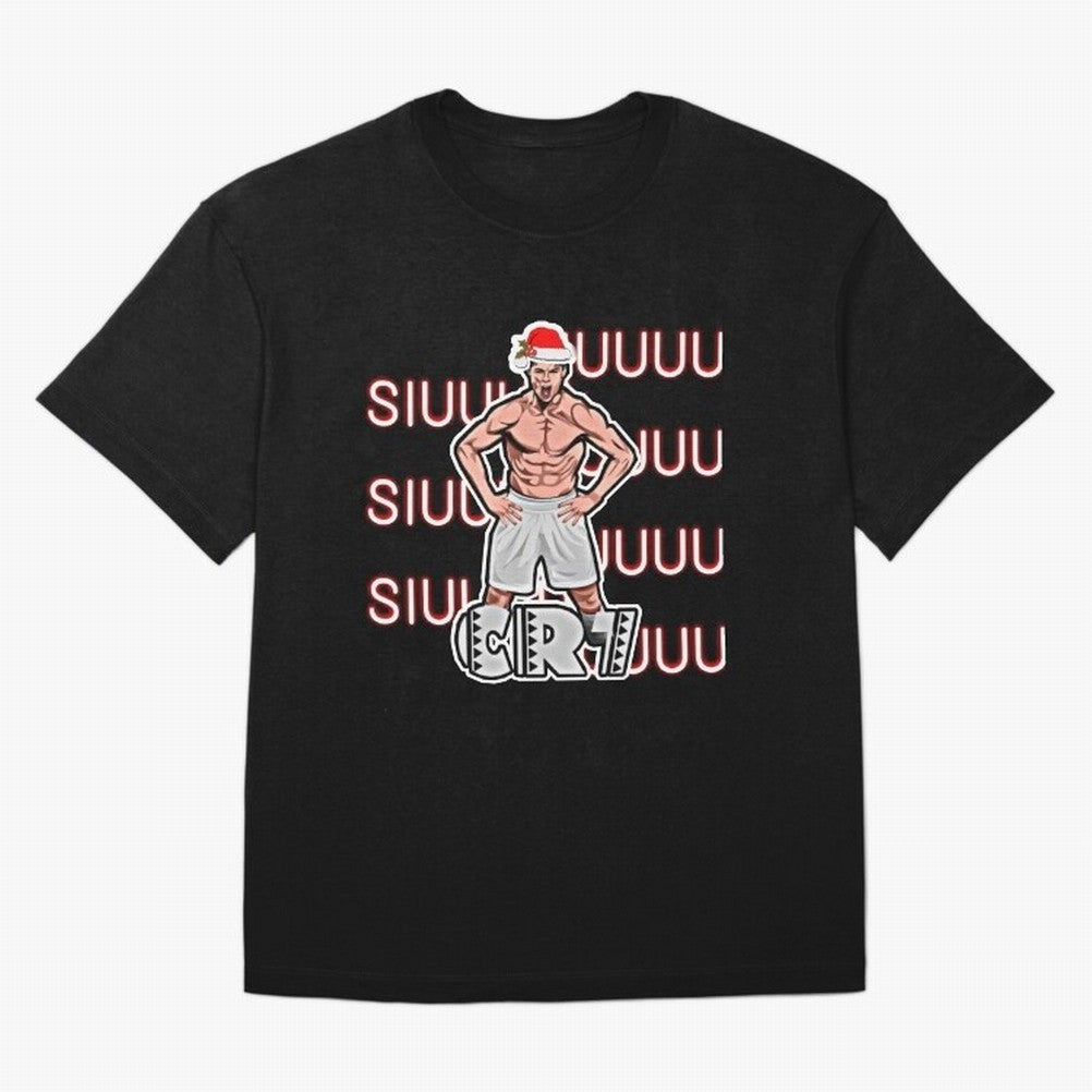 Siuuu cr7 christmas Oversized T-Shirt Celebrate Soccer Greatness during Global Football Passion for FIFA World Cup 2026 USA Canada Mexico, Inspired by Cristiano Ronaldo, Spain and Netherlands, Sports Nostalgia, International Competition, Famous
