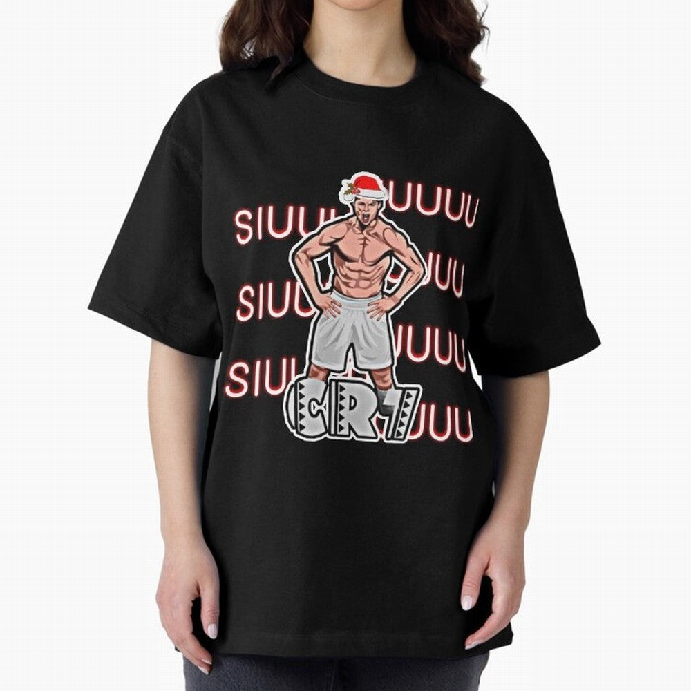 Siuuu cr7 christmas Oversized T-Shirt Celebrate Soccer Greatness during Global Football Passion for FIFA World Cup 2026 USA Canada Mexico, Inspired by Cristiano Ronaldo, Spain and Netherlands, Sports Nostalgia, International Competition, Famous
