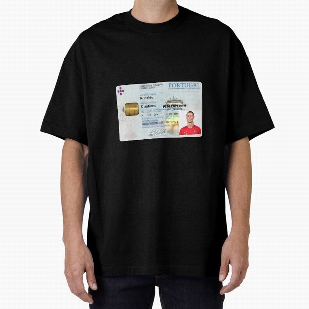Cristiano Ronaldo CARD ID Oversized T-Shirt Show Fan Pride Across FIFA World Cup 2026 for Fans of Haaland and Mbappe and England and Germany, Bringing Worldwide Fan Energy, Dramatic Goals, Stadium Lights and Championship Celebrations; Perfect for