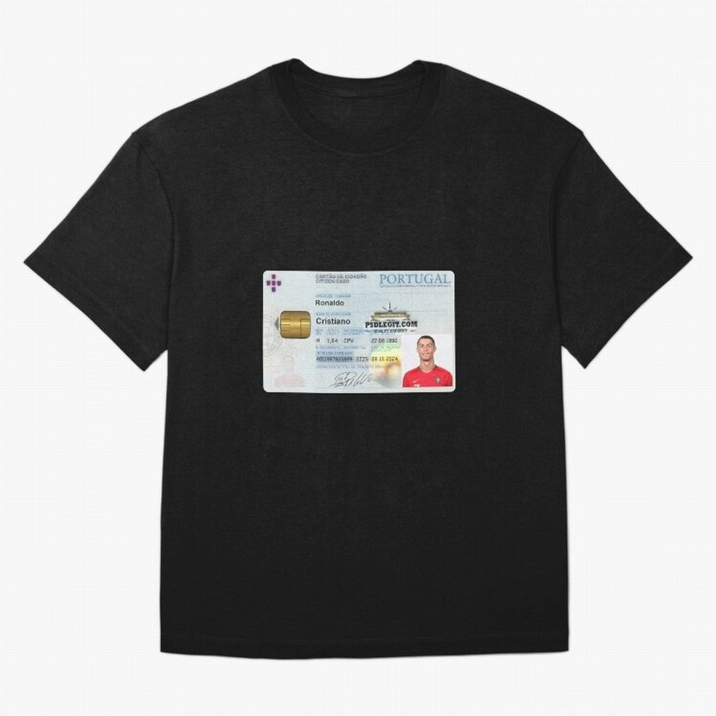 Cristiano Ronaldo CARD ID Oversized T-Shirt Show Fan Pride Across FIFA World Cup 2026 for Fans of Haaland and Mbappe and England and Germany, Bringing Worldwide Fan Energy, Dramatic Goals, Stadium Lights and Championship Celebrations; Perfect for