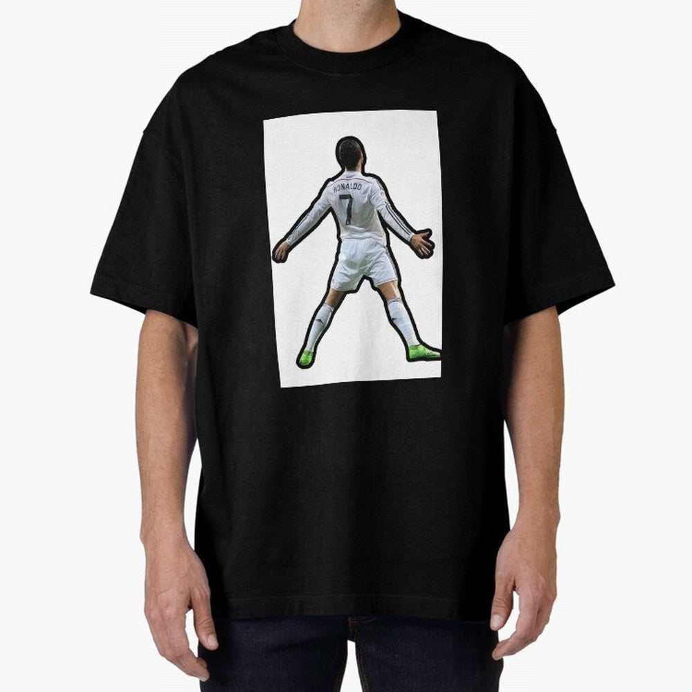 Cristiano Ronaldo Suii Sticker Oversized T-Shirt Capture Stadium Memories from the FIFA World Cup 2026 Journey through Messi and Cristiano Ronaldo Highlights, France Pride, Match Day Excitement, Supporter Culture, Golden Goals and Global Football