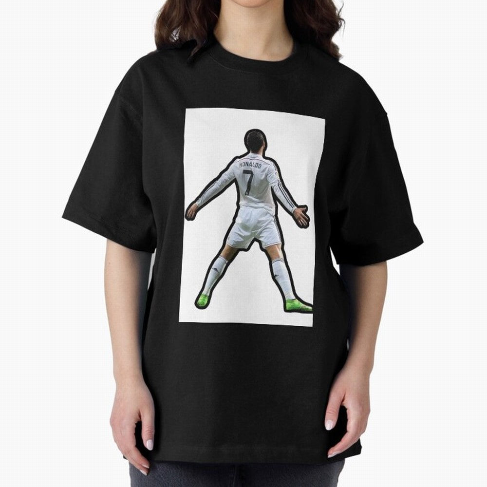Cristiano Ronaldo Suii Sticker Oversized T-Shirt Capture Stadium Memories from the FIFA World Cup 2026 Journey through Messi and Cristiano Ronaldo Highlights, France Pride, Match Day Excitement, Supporter Culture, Golden Goals and Global Football