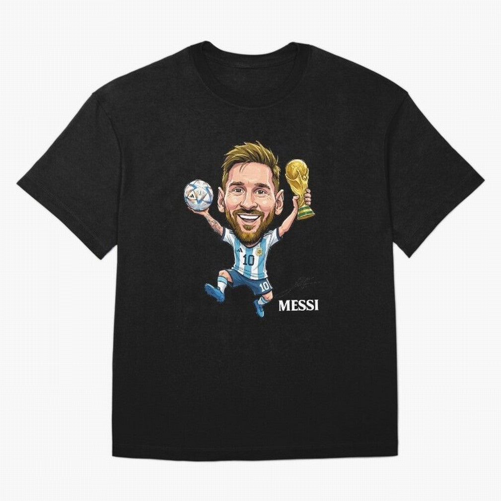 Messi Campion Oversized T-Shirt Stand with Match Day Hype around FIFA World Cup 2026, Messi, CR7 and Mbappe, Brazil, Portugal and Argentina, Match Day Excitement, Supporter Culture, Golden Goals and Global Football Passion; Created for Match Day