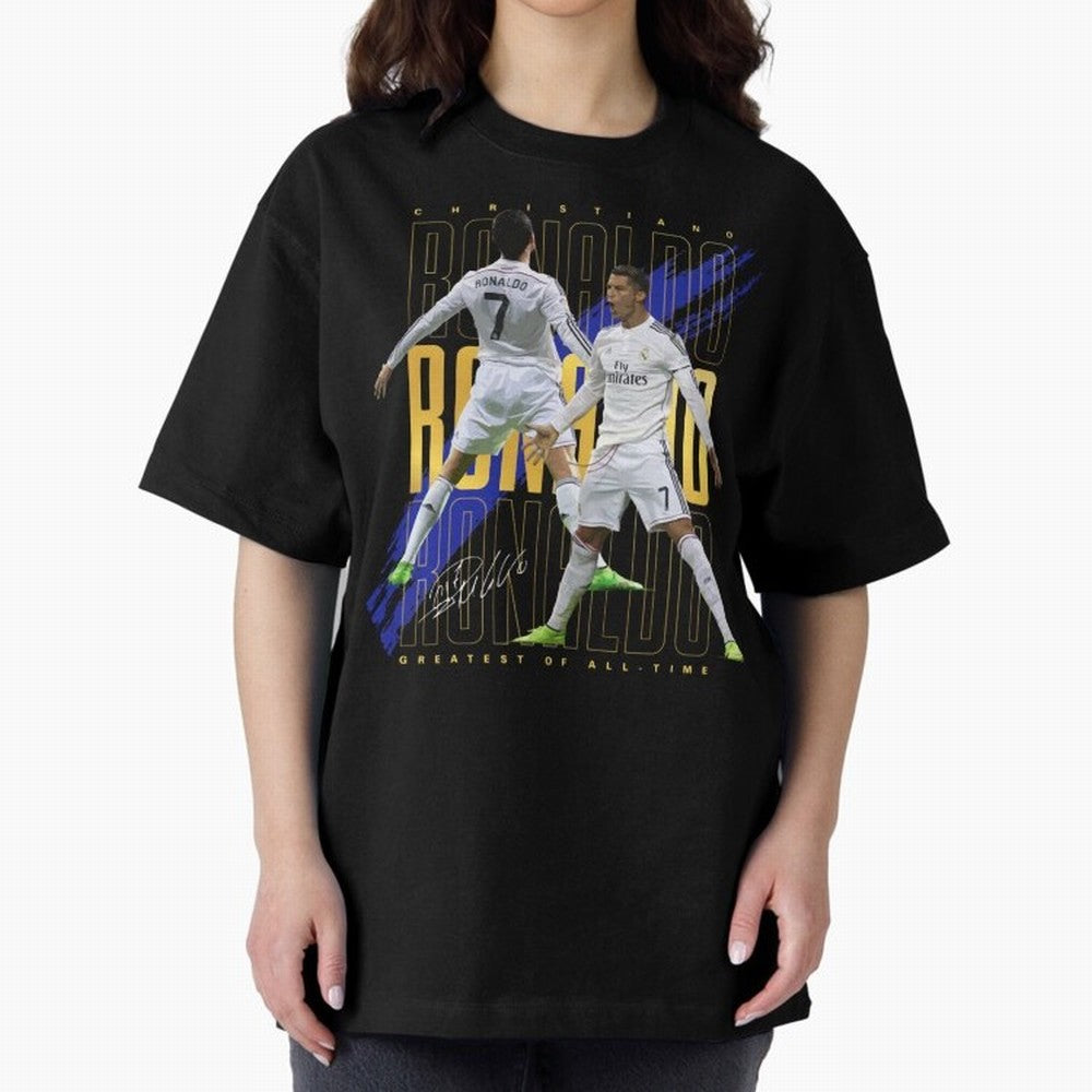 Cristiano Ronaldo Suuiii! Greatest Of All Time Oversized T-Shirt Celebrate the Magic of Global Football Passion for FIFA World Cup 2026, Filled with Messi, CR7 and Mbappe, France and Portugal, Retro Football Energy, Iconic Rivalries, Trophy Chase