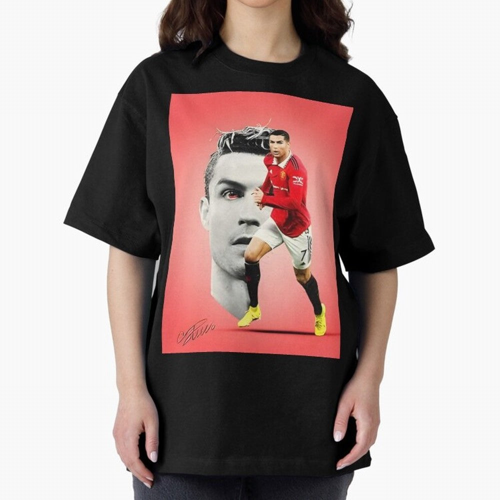 Cr7 Oversized T-Shirt Feel the Trophy Chase of FIFA World Cup 2026 for Fans of Neymar, Haaland and Cristiano Ronaldo and Netherlands, Bringing Vintage Soccer Flavor, Modern Football Stars, National Flags and Final Night Emotion; Great for